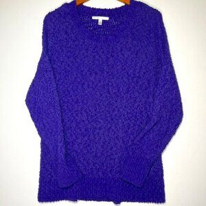 Seven7 Women's Crewneck Purple Comfy Loose Knit Sweater Oversized Stretch Sz L